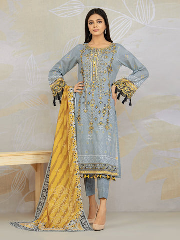 Edenrobe EWU22V1 23659 Steel Blue Khayal Summer Lawn 2022 Online Shopping